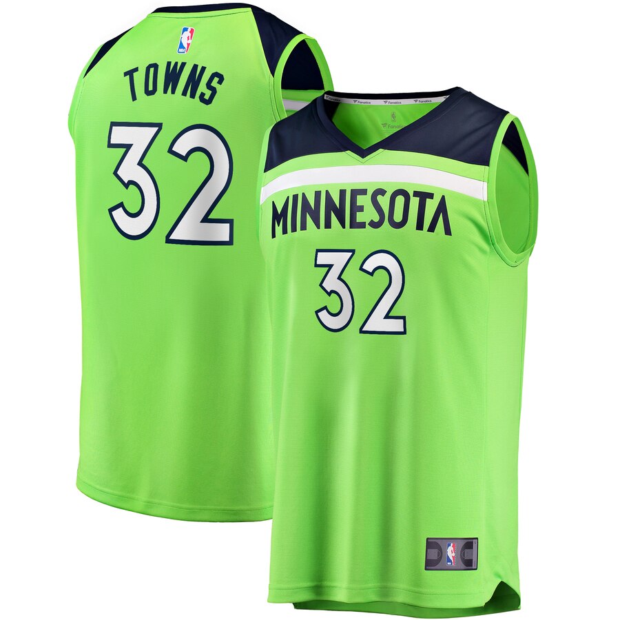 Karl-anthony Towns Minnesota Timberwolves Fanatics Branded Fast Break Replica Player Basketball Jersey – Statement Edition – Green