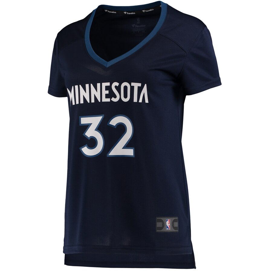 Alternative view of Karl-anthony Towns Minnesota Timberwolves Fanatics Branded Women’s Fast Break Replica Basketball Jersey Navy – Icon Edition