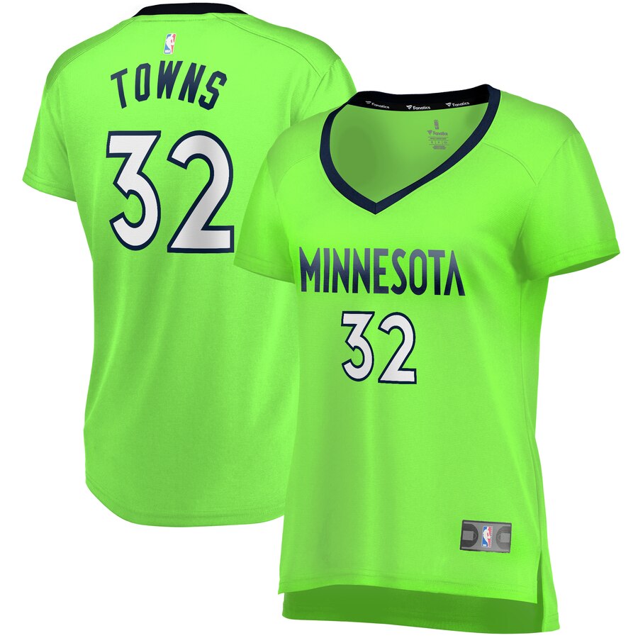 Karl-anthony Towns Minnesota Timberwolves Fanatics Branded Women's Fast Break Replica Player Basketball Jersey - Statement Edition - Green