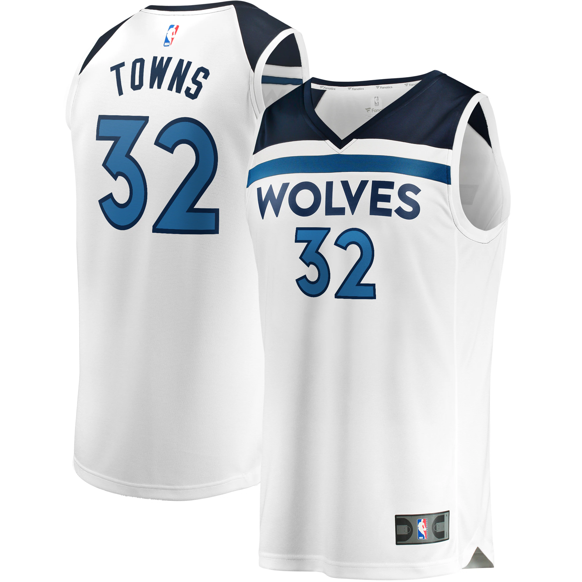 Alternative view of Karl-anthony Towns Minnesota Timberwolves Fanatics Branded Youth Fast Break Replica Player Basketball Jersey – Association Edition – White