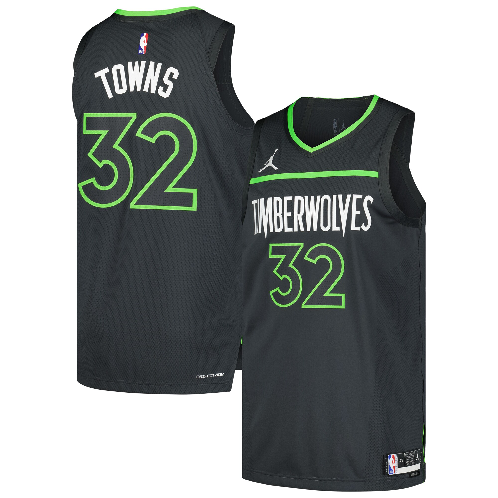 Karl-anthony Towns Minnesota Timberwolves Jordan Brand Authentic Player Basketball Jersey - Statement Edition - Anthracite