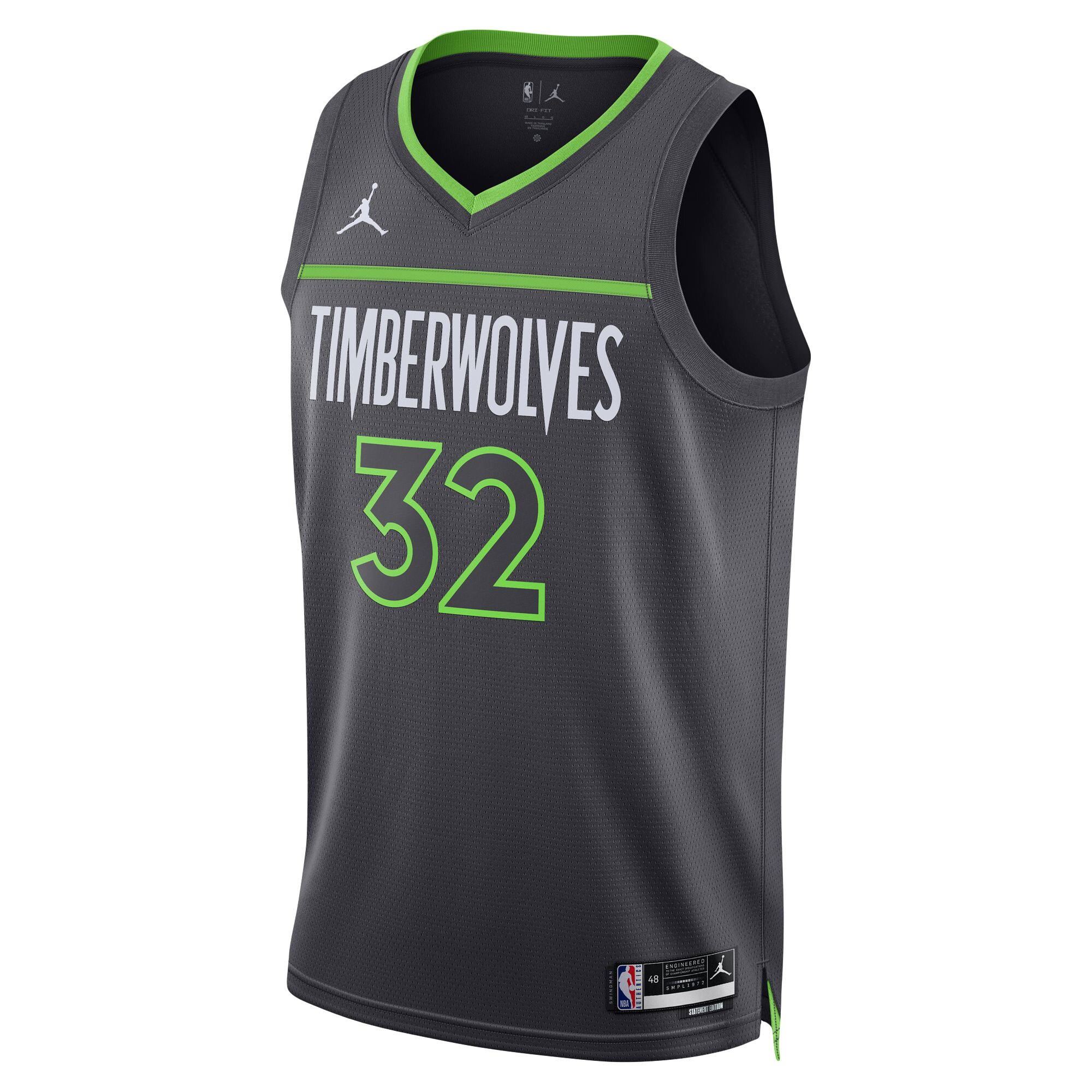 Alternative view of Karl-anthony Towns Minnesota Timberwolves Jordan Brand Unisex Swingman Basketball Jersey - Statement Edition - Charcoal