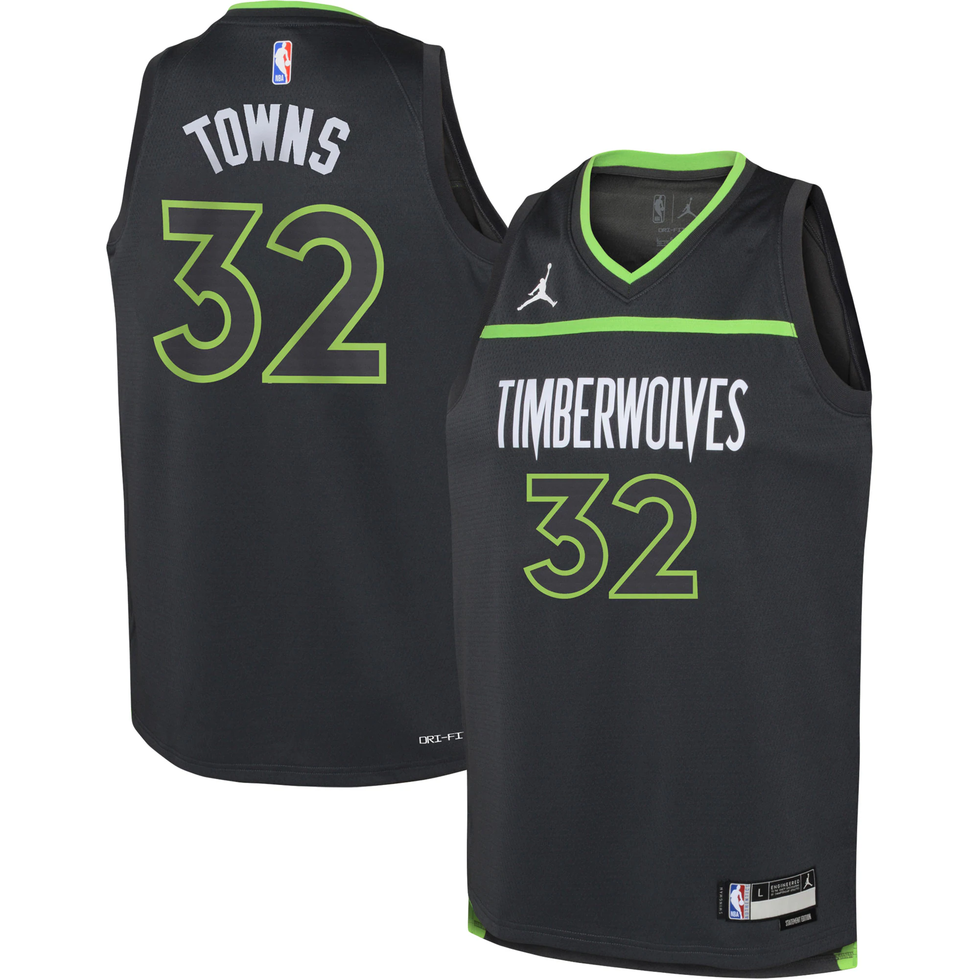Karl-anthony Towns Minnesota Timberwolves Jordan Brand Youth Swingman Basketball Jersey - Statement Edition - Black
