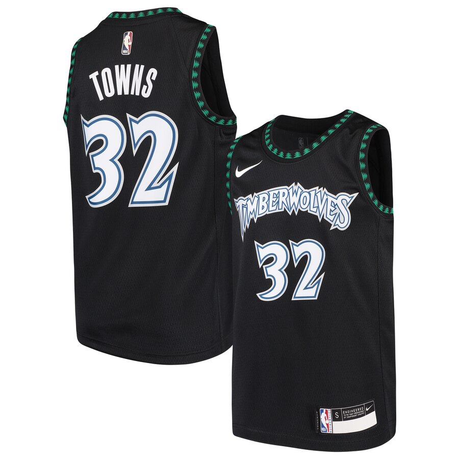 Karl-anthony Towns Minnesota Timberwolves Nike Youth Hardwood Classics Swingman Basketball Jersey - Black