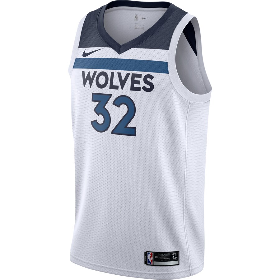 Alternative view of Karl-anthony Towns Minnesota Timberwolves Swingman Basketball Jersey White – Association Edition