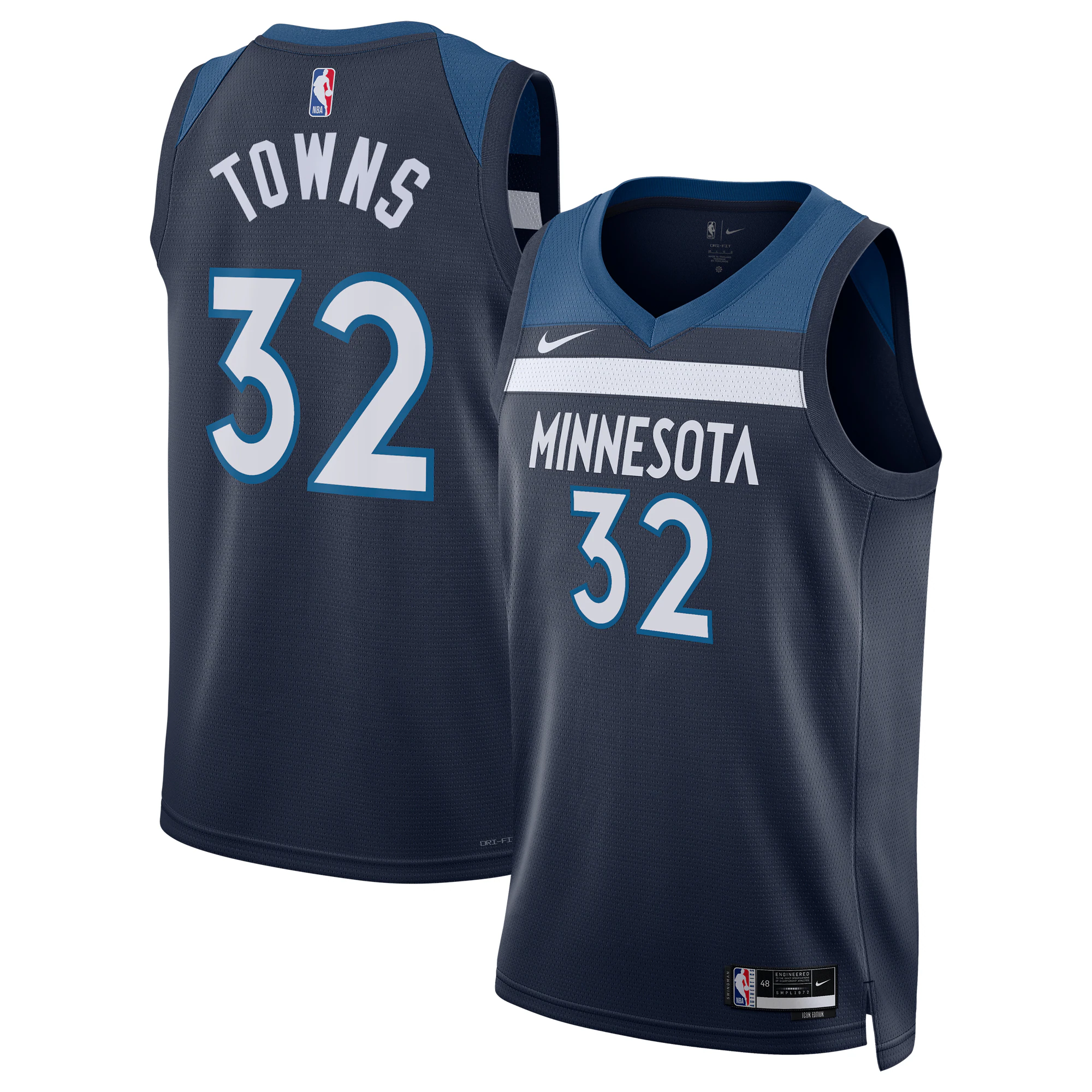 Alternative view of Karl-anthony Towns Minnesota Timberwolves Unisex Swingman Basketball Jersey – Icon Edition – Navy