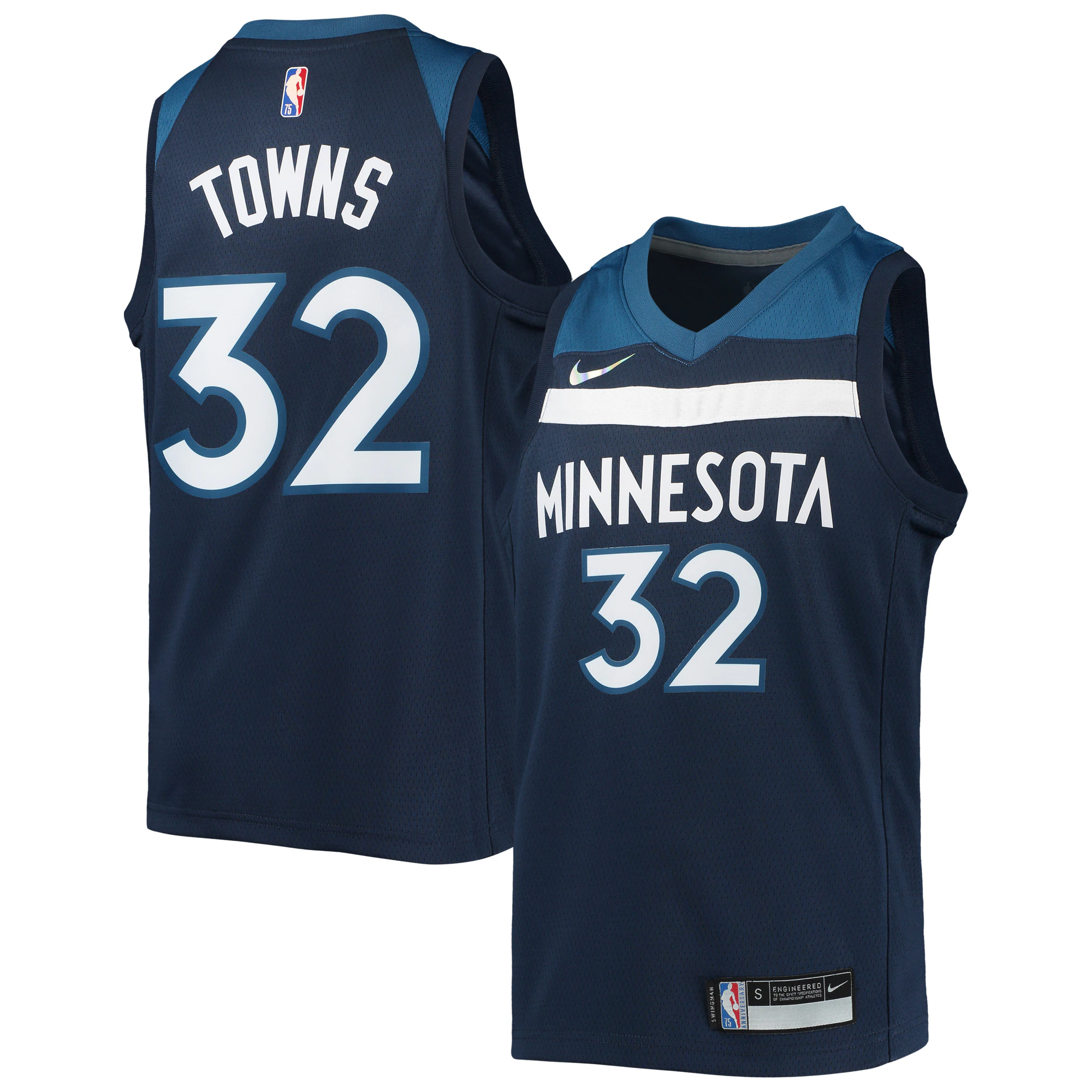 Karl-anthony Towns Minnesota Timberwolves Youth 2021/22 Diamond Swingman Basketball Jersey - Icon Edition - Navy