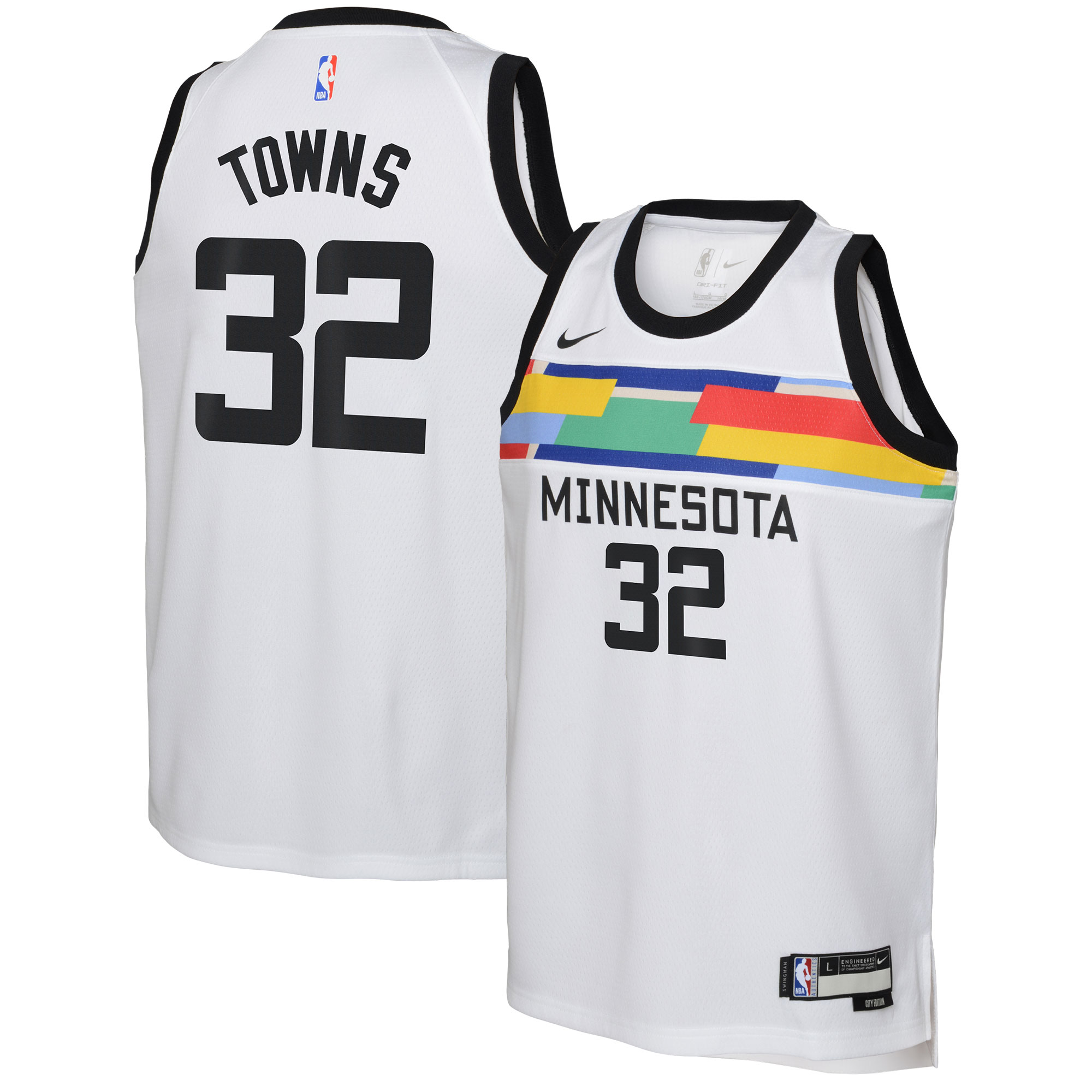 Alternative view of Karl-anthony Towns Minnesota Timberwolves Youth 2022/23 Swingman Basketball Jersey - City Edition - White