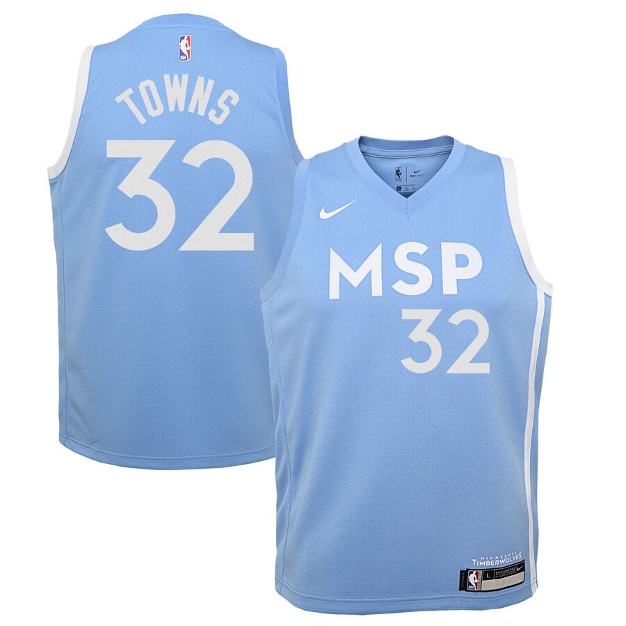 Karl-anthony Towns Minnesota Timberwolves Youth Swingman Basketball Jersey Blue - City Edition
