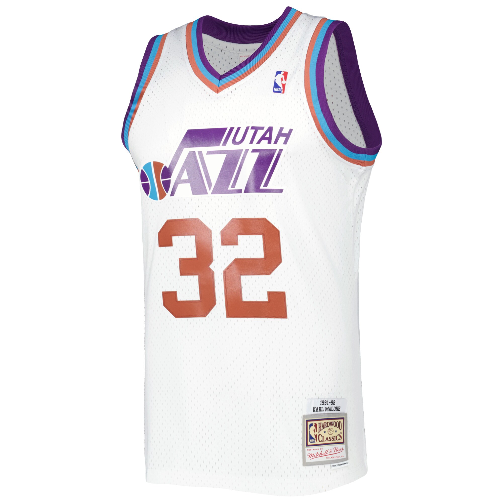 Alternative view of Karl Malone Utah Jazz Mitchell & Ness 1991/92 Hardwood Classics Reload 3.0 Swingman Basketball Jersey - White