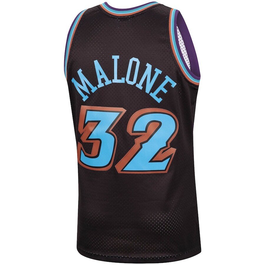 Alternative view of Karl Malone Utah Jazz Mitchell & Ness 1996-97 Hardwood Classics Reload Swingman Basketball Jersey - Black