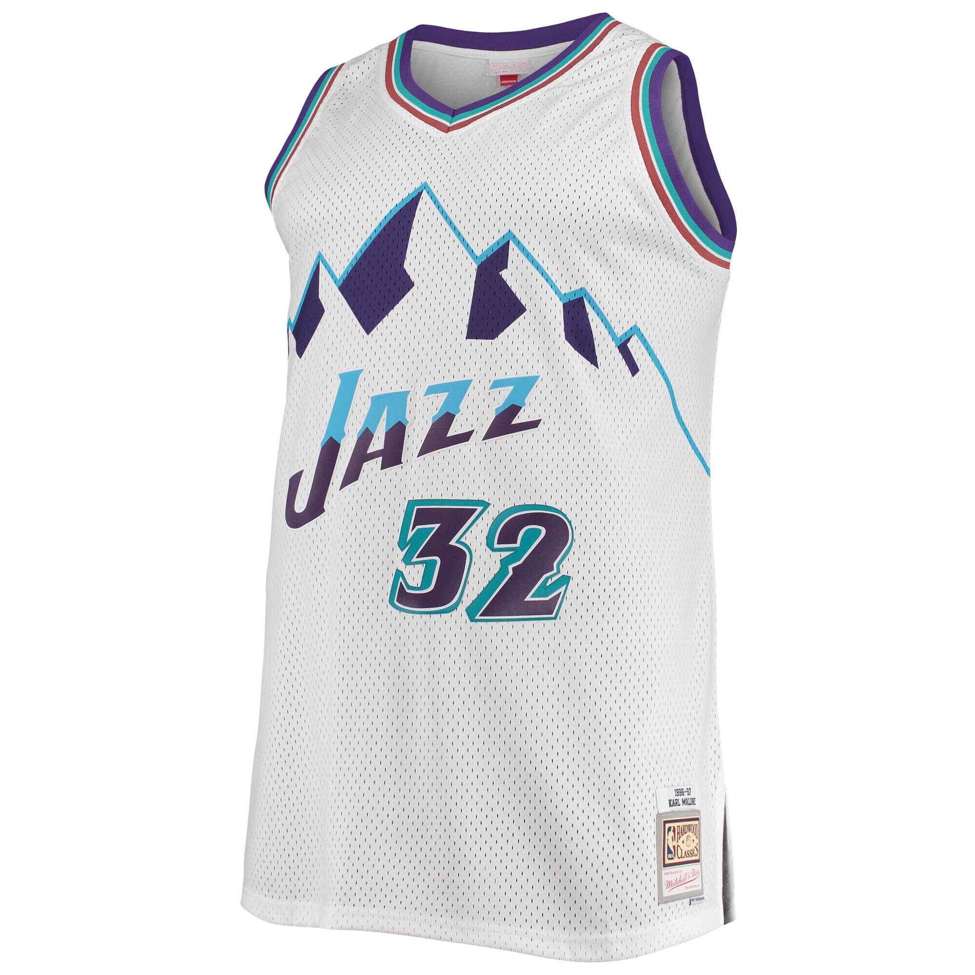 Alternative view of Karl Malone Utah Jazz Mitchell & Ness 1996/97 Big & Tall Hardwood Classics Swingman Basketball Jersey - White