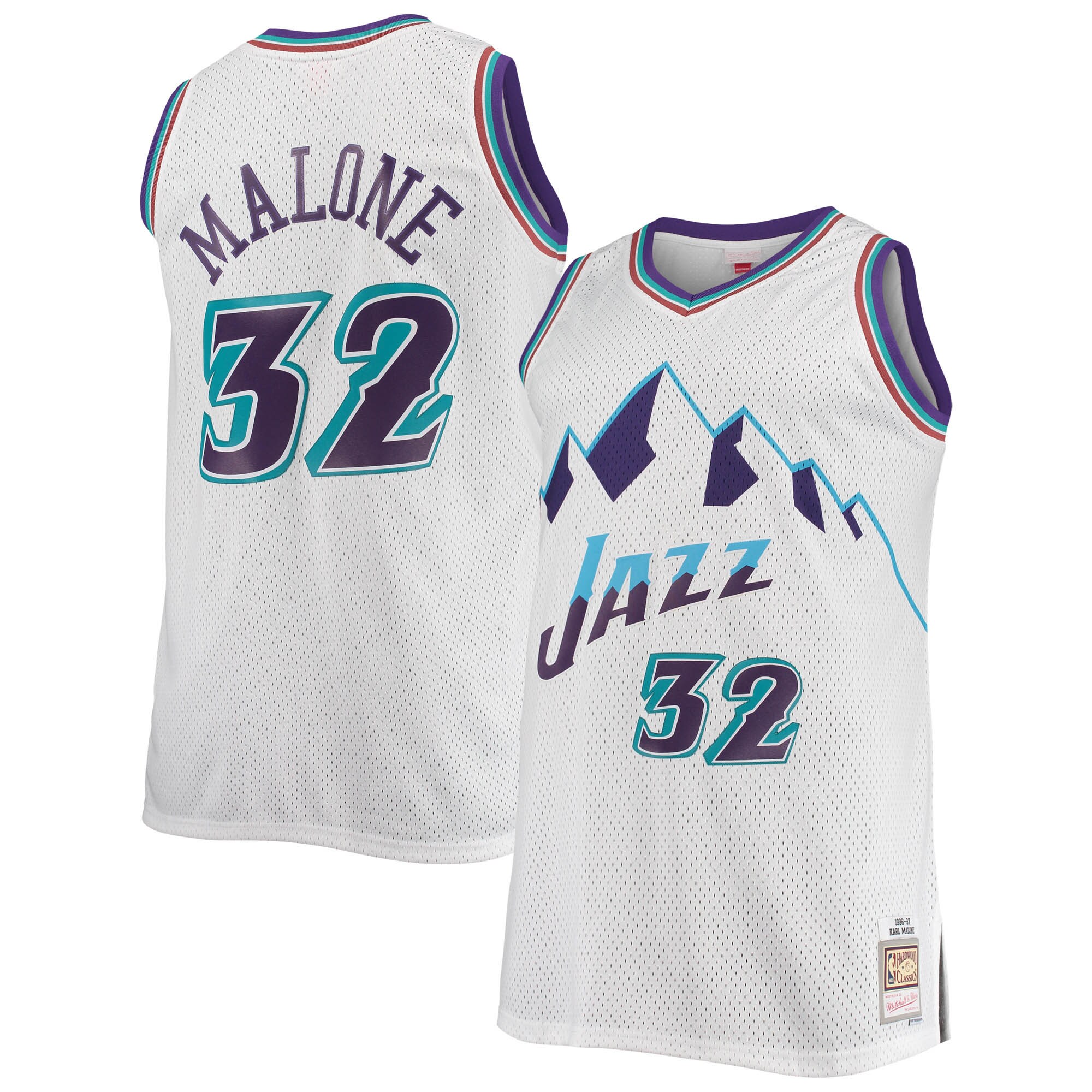 Karl Malone Utah Jazz Mitchell & Ness 1996/97 Big & Tall Hardwood Classics Swingman Basketball Jersey - White