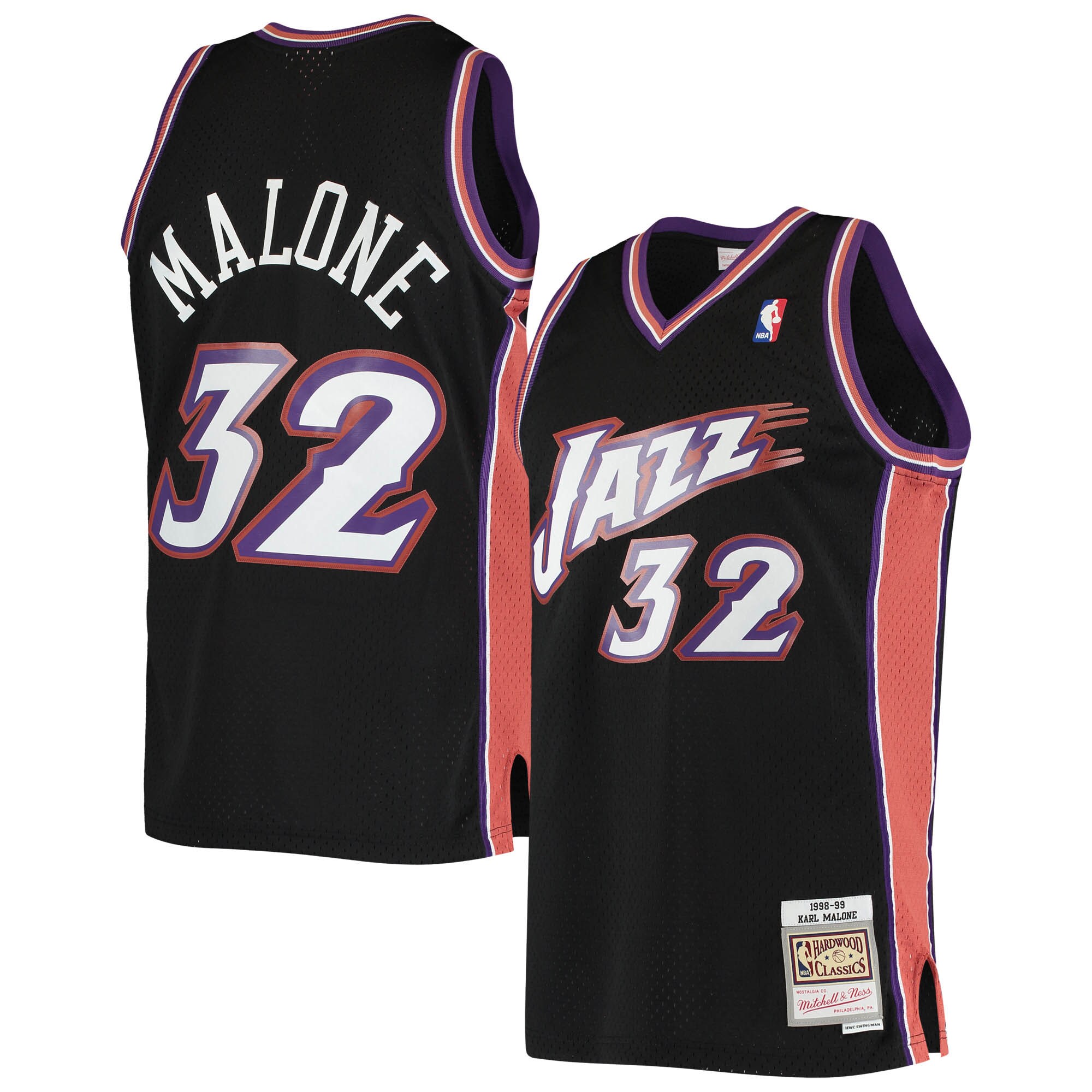 Karl Malone Utah Jazz Mitchell & Ness 2001/02 Hardwood Classics Swingman Basketball Jersey - Black