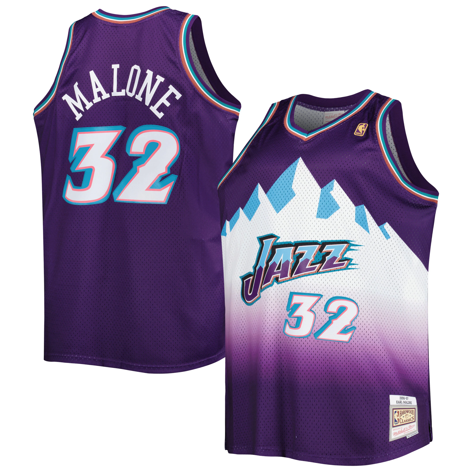 Alternative view of Karl Malone Utah Jazz Mitchell & Ness Big & Tall Hardwood Classics 1996/97 Swingman Basketball Jersey - Purple