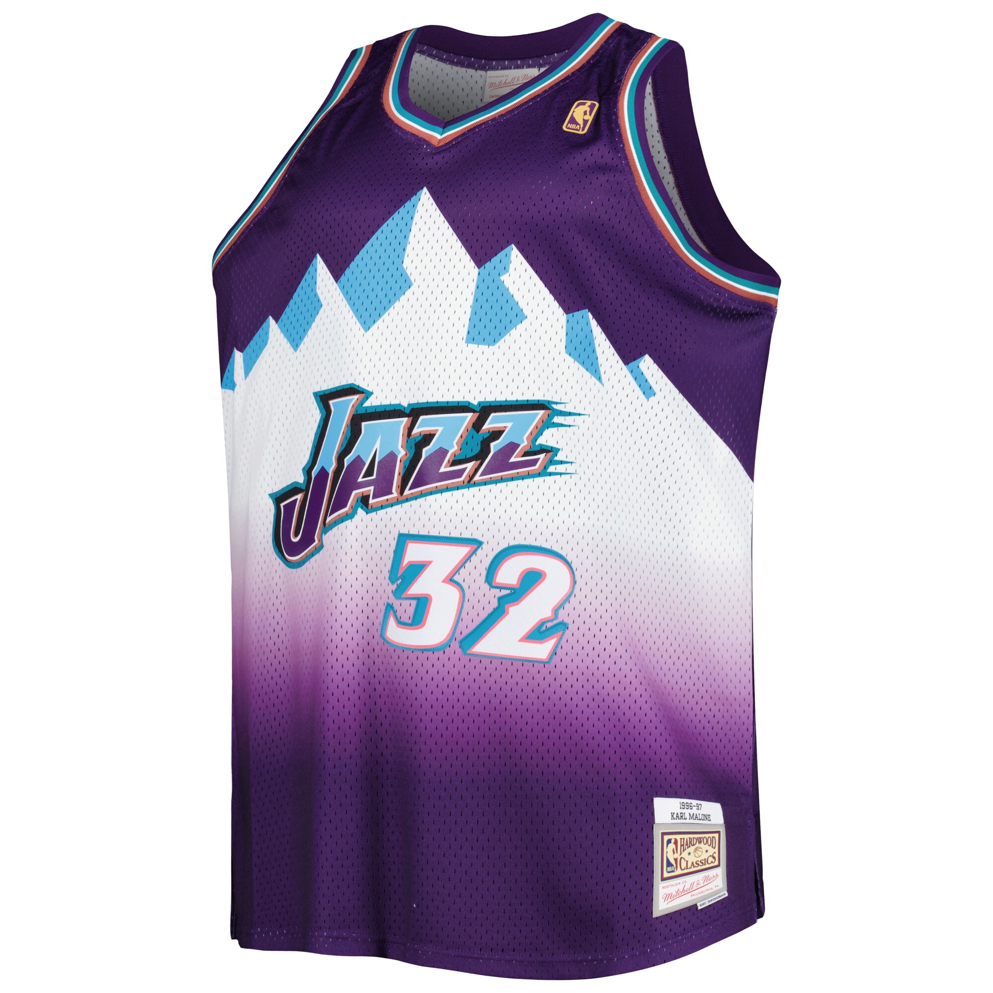 Alternative view of Karl Malone Utah Jazz Mitchell & Ness Big & Tall Hardwood Classics 1996/97 Swingman Basketball Jersey - Purple