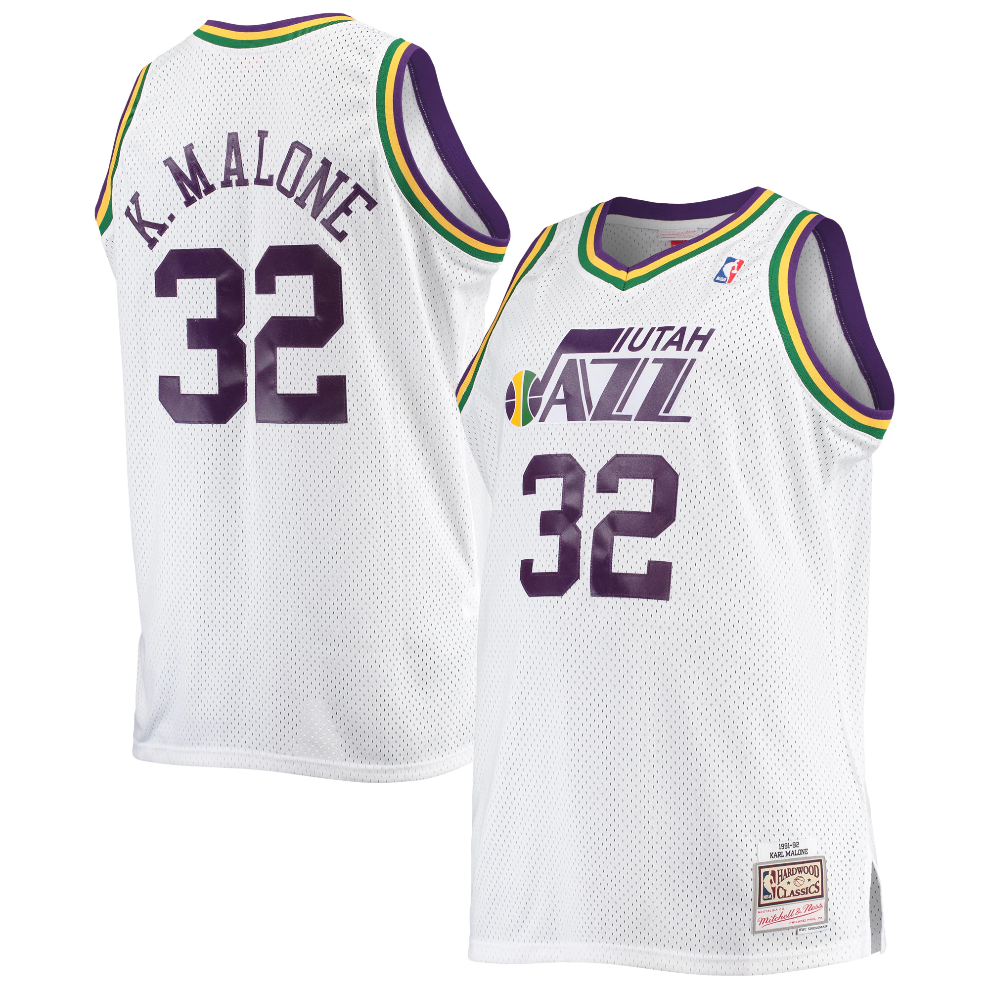 Alternative view of Karl Malone Utah Jazz Mitchell & Ness Big & Tall Hardwood Classics Swingman Basketball Jersey - White