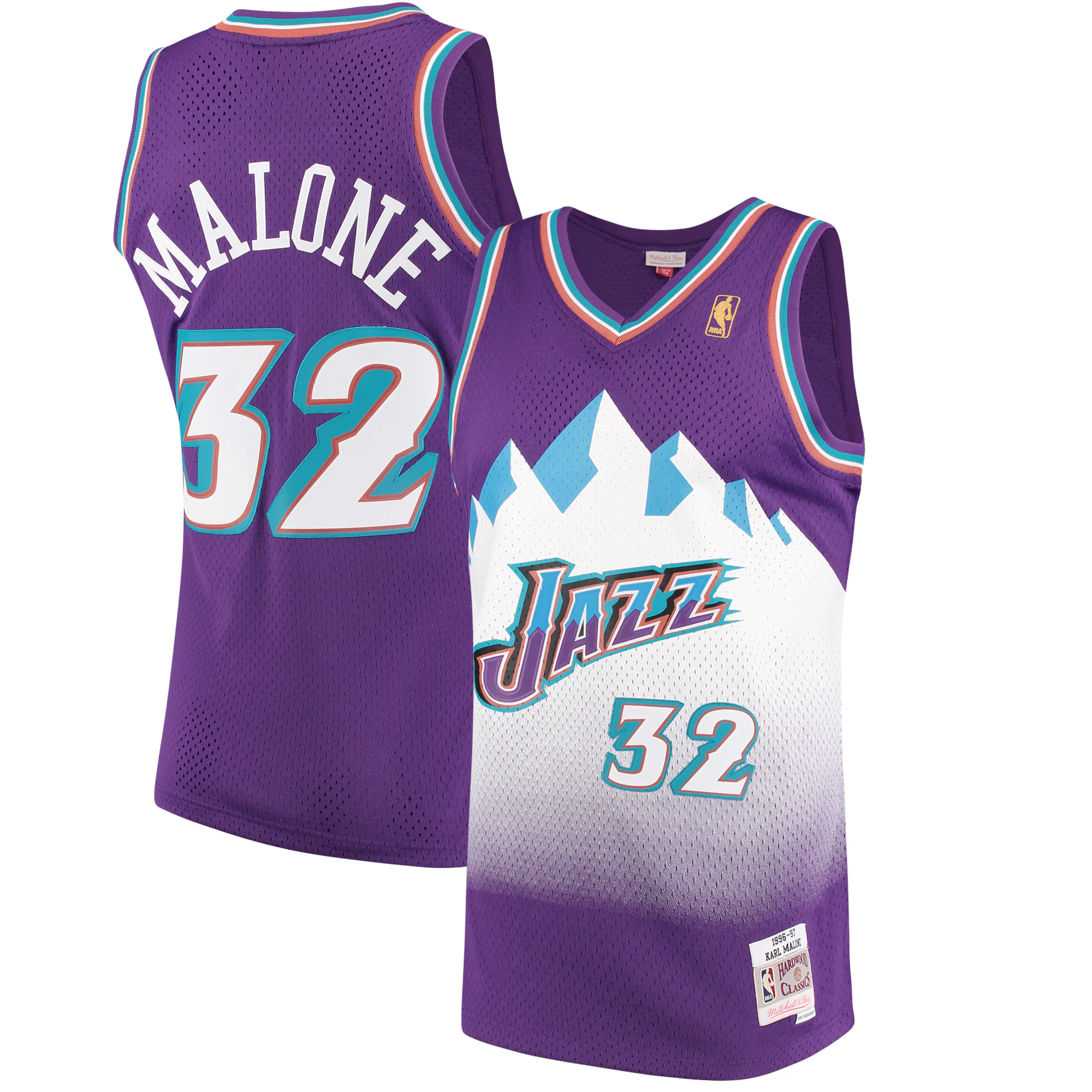 Karl Malone Utah Jazz Mitchell & Ness 1996-97 Hardwood Classics Swingman Basketball Jersey - Purple