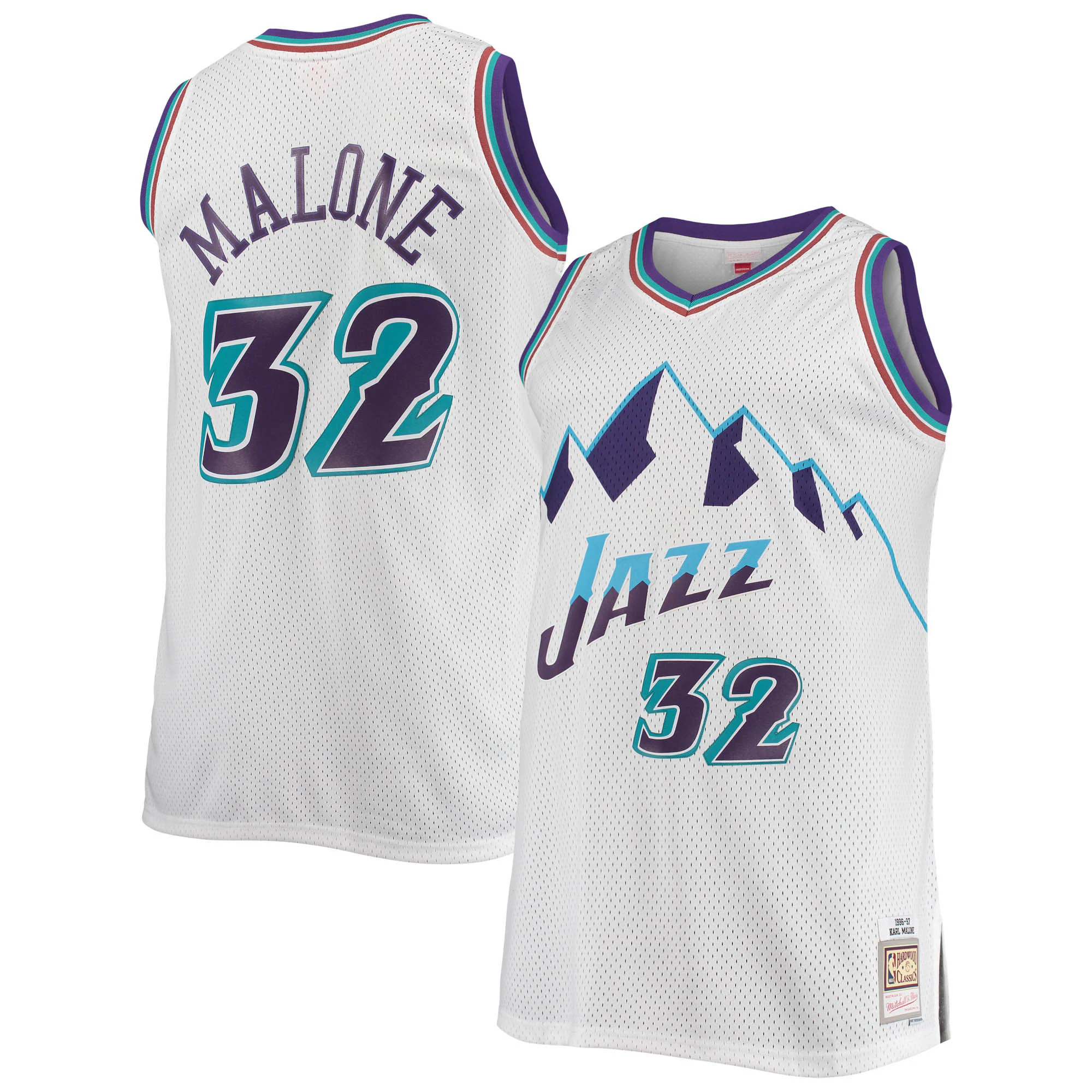 Alternative view of Karl Malone Utah Jazz Mitchell & Ness Big & Tall Hardwood Classics Basketball Jersey – White