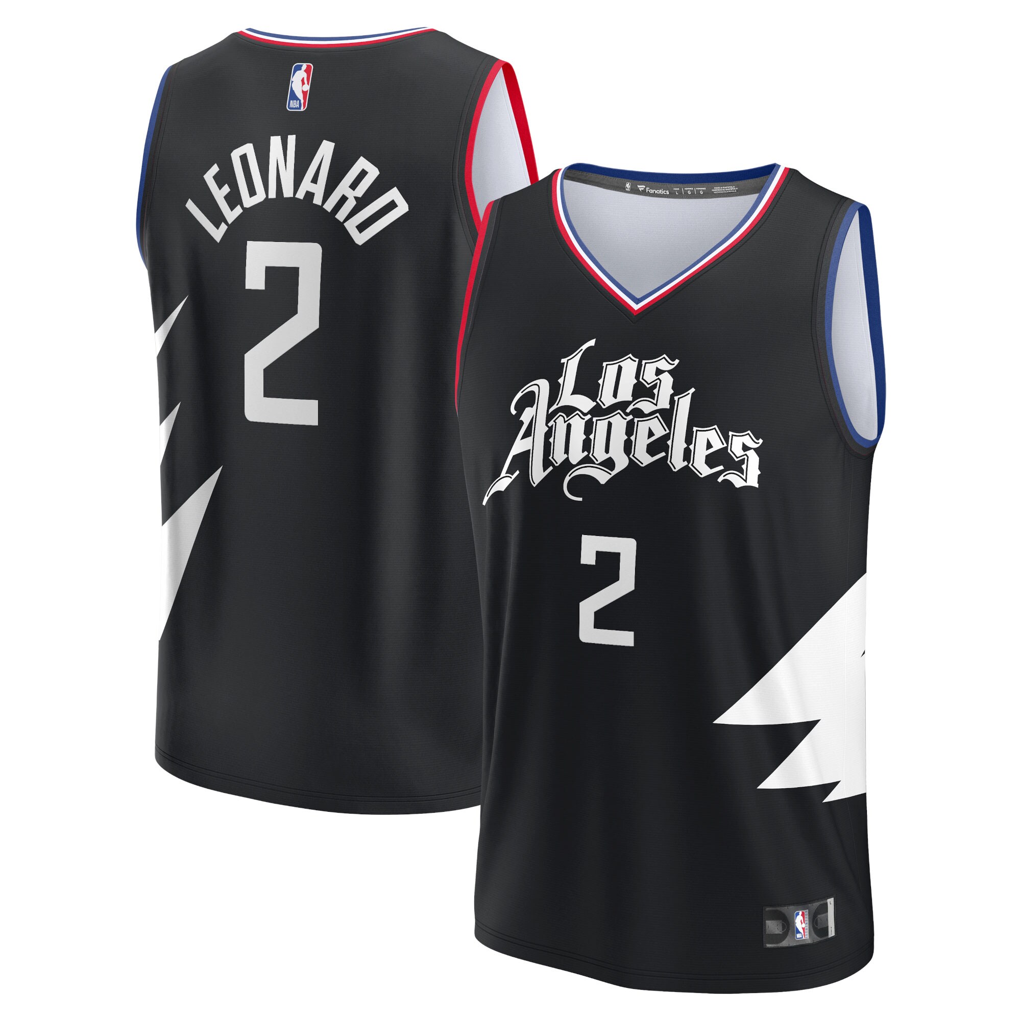 Alternative view of Kawhi Leonard La Clippers Fanatics Branded Youth 2021/22 Fast Break Player Basketball Jersey Black - Statement Edition