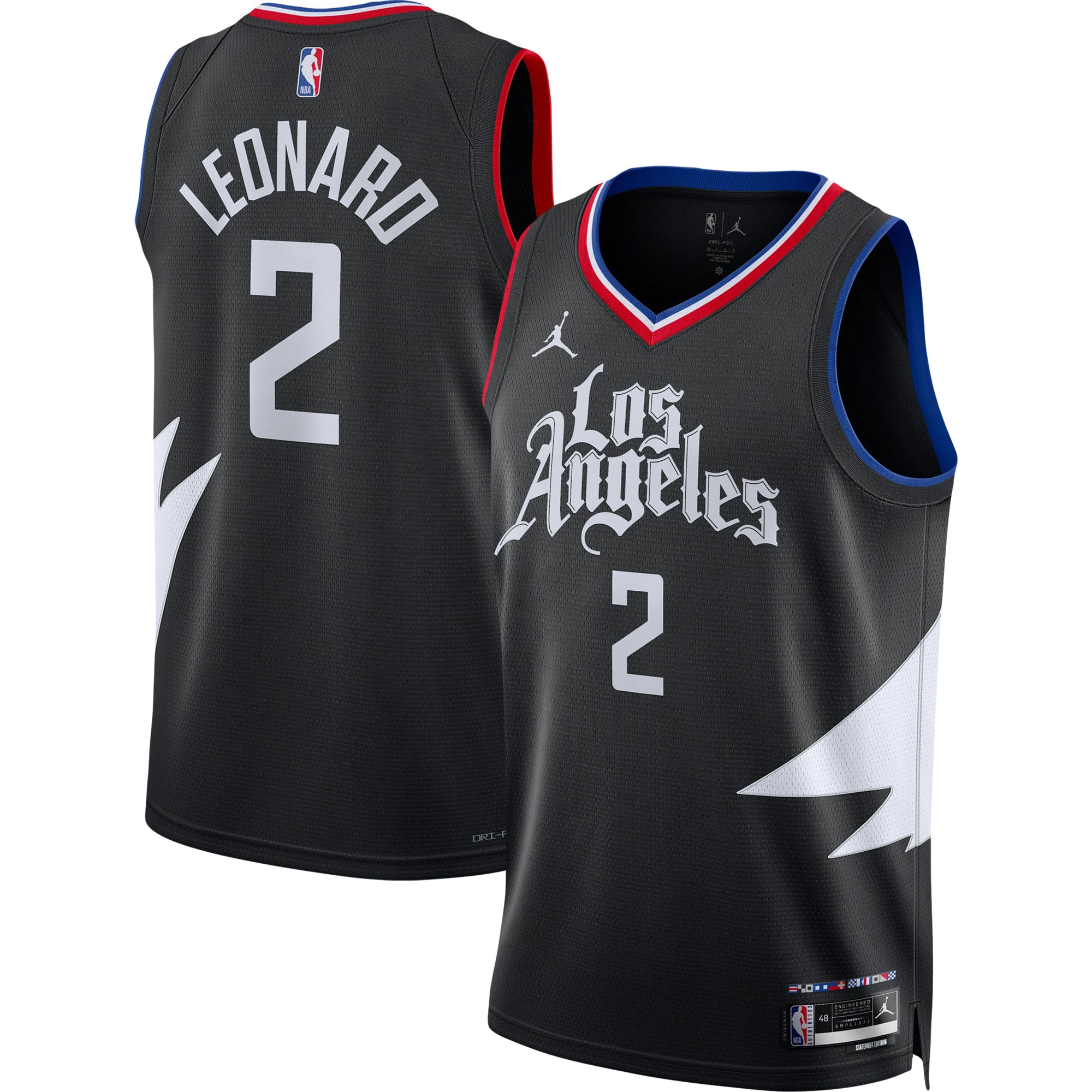 Alternative view of Kawhi Leonard La Clippers Jordan Brand Unisex Swingman Basketball Jersey – Statement Edition – Black