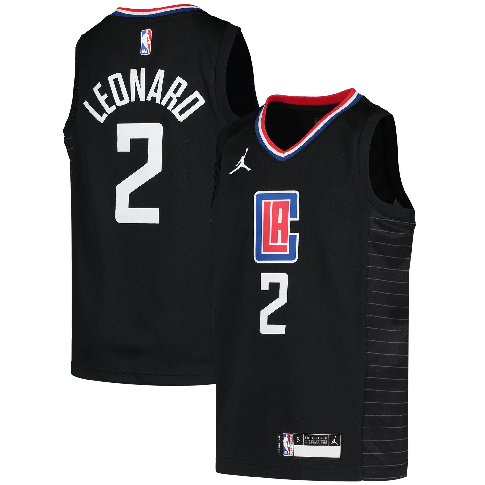 Alternative view of Kawhi Leonard La Clippers Jordan Brand Youth 2020/21 Swingman Player Basketball Jersey – Black – Statement Edition