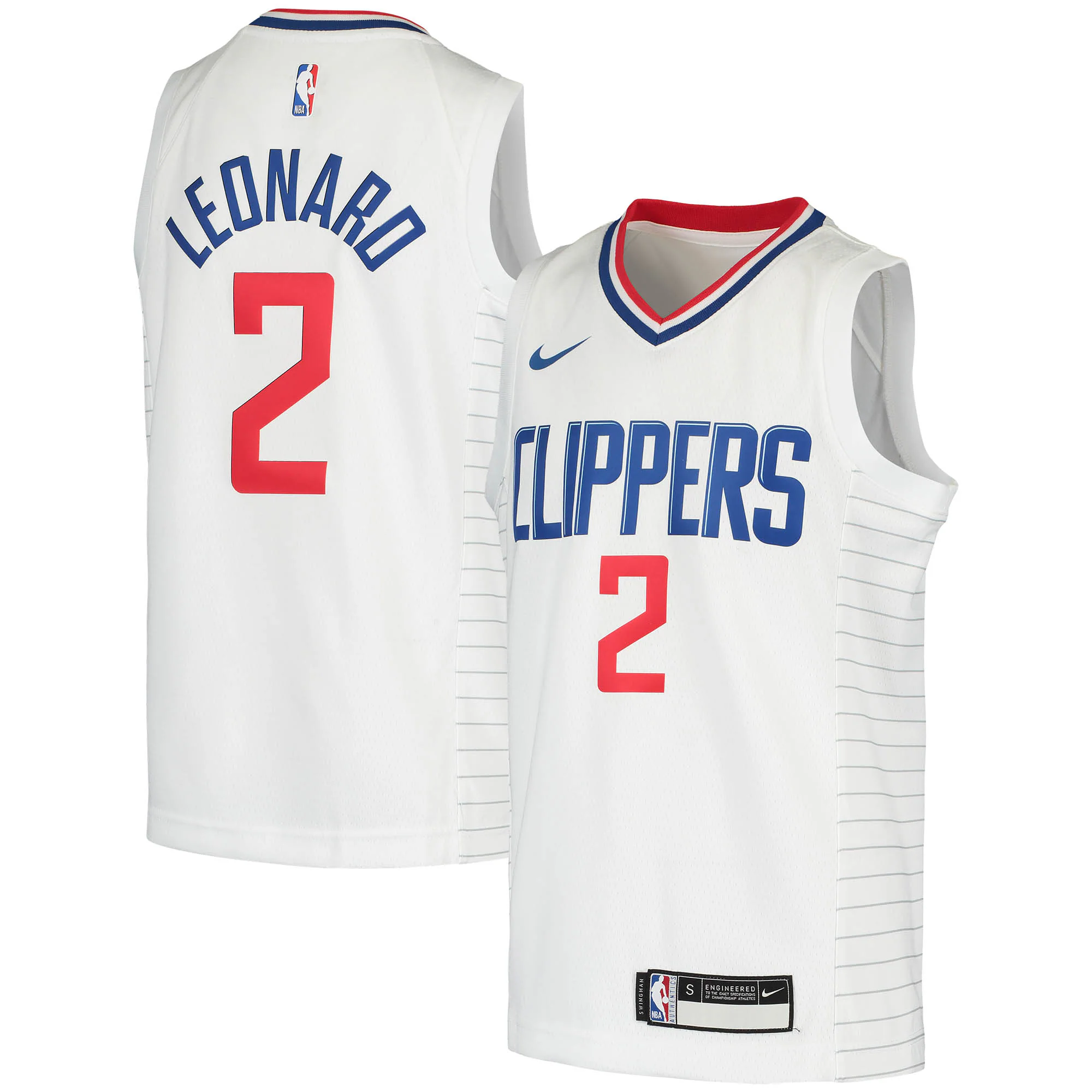 Alternative view of Kawhi Leonard La Clippers Youth 2020/21 Swingman Basketball Jersey – Association Edition – White