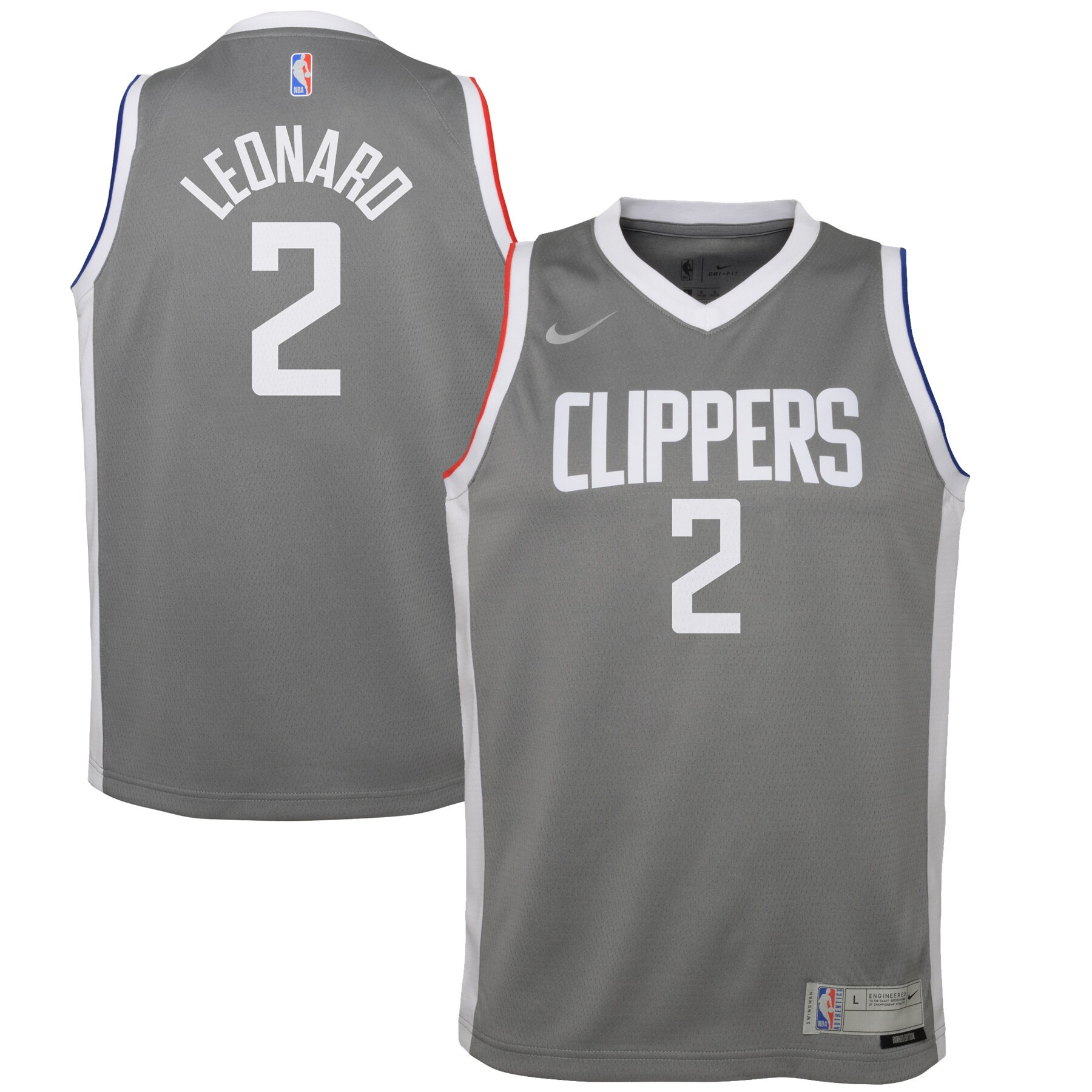 Kawhi Leonard La Clippers Youth 2020/21 Swingman Player Basketball Jersey Gray – Earned Edition