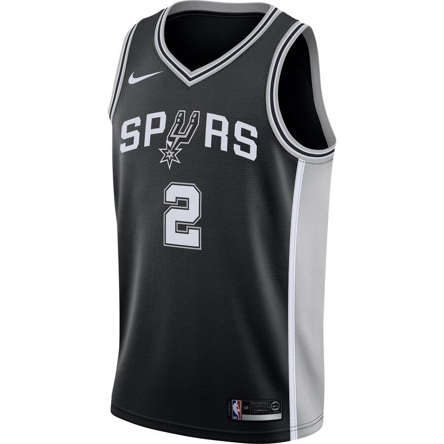 Alternative view of Kawhi Leonard San Antonio Spurs Swingman Basketball Jersey Black - Icon Edition