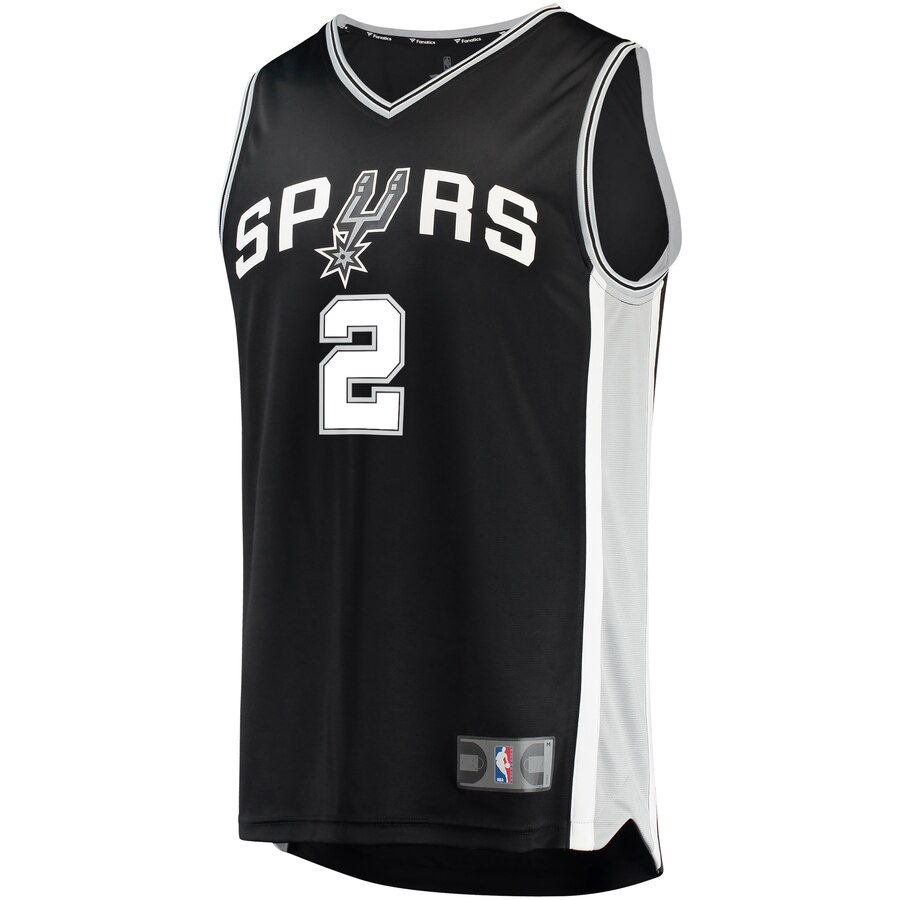 Alternative view of Kawhi Leonard San Antonio Spurs Youth Fast Break Replica Basketball Jersey Black - Icon Edition