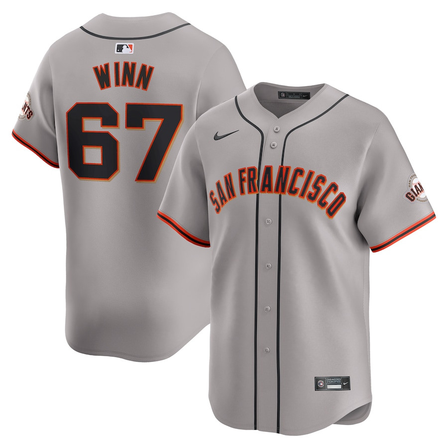Keaton Winn 67 San Francisco Giants Away Limited Men Baseball Jersey - Gray 