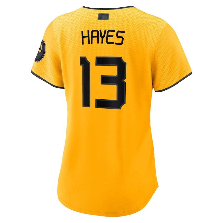 Alternative view of Ke'Bryan Hayes 13 Pittsburgh Pirates 2023 City Connect Women Baseball Jersey - Gold 