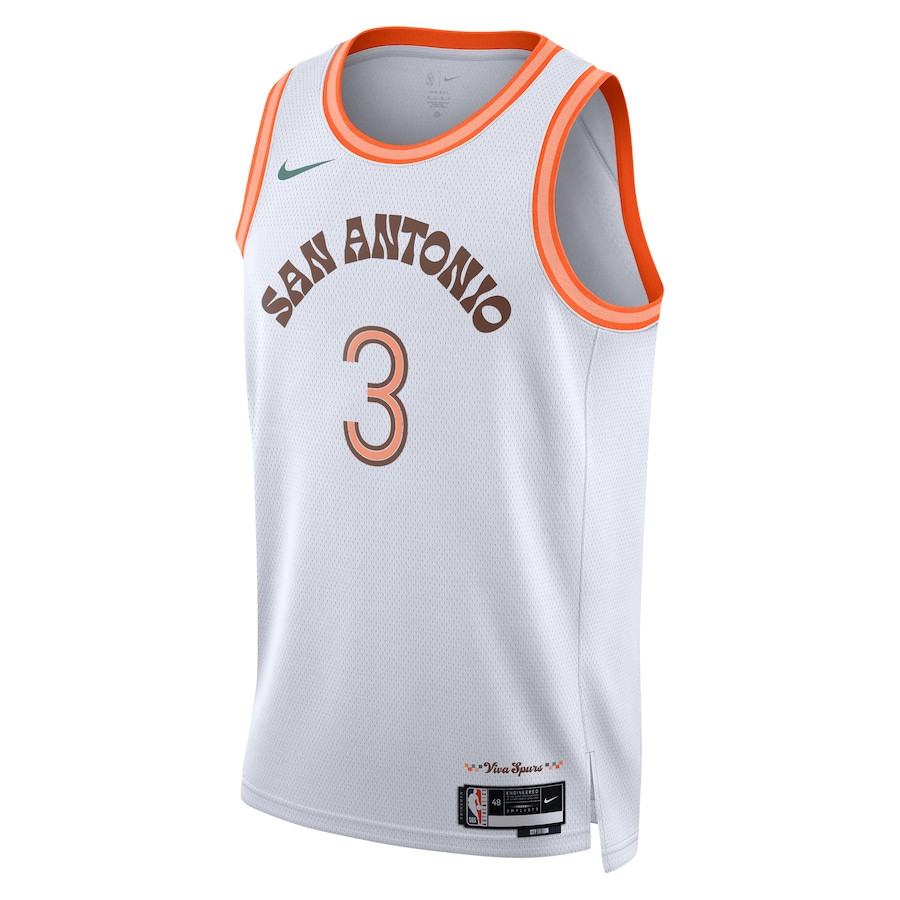 Alternative view of Keldon Johnson 3 San Antonio Spurs 2023/24 City Edition Swingman Basketball Jersey - White - JS968 