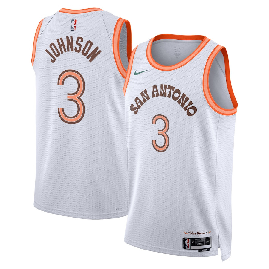 Keldon Johnson 3 San Antonio Spurs 2023/24 City Edition Swingman Basketball Jersey - White - JS968 
