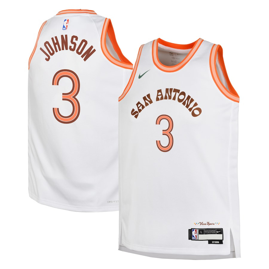 Keldon Johnson 3 San Antonio Spurs 2023/24 City Edition Swingman YOUTH Basketball Jersey - White - JS284 