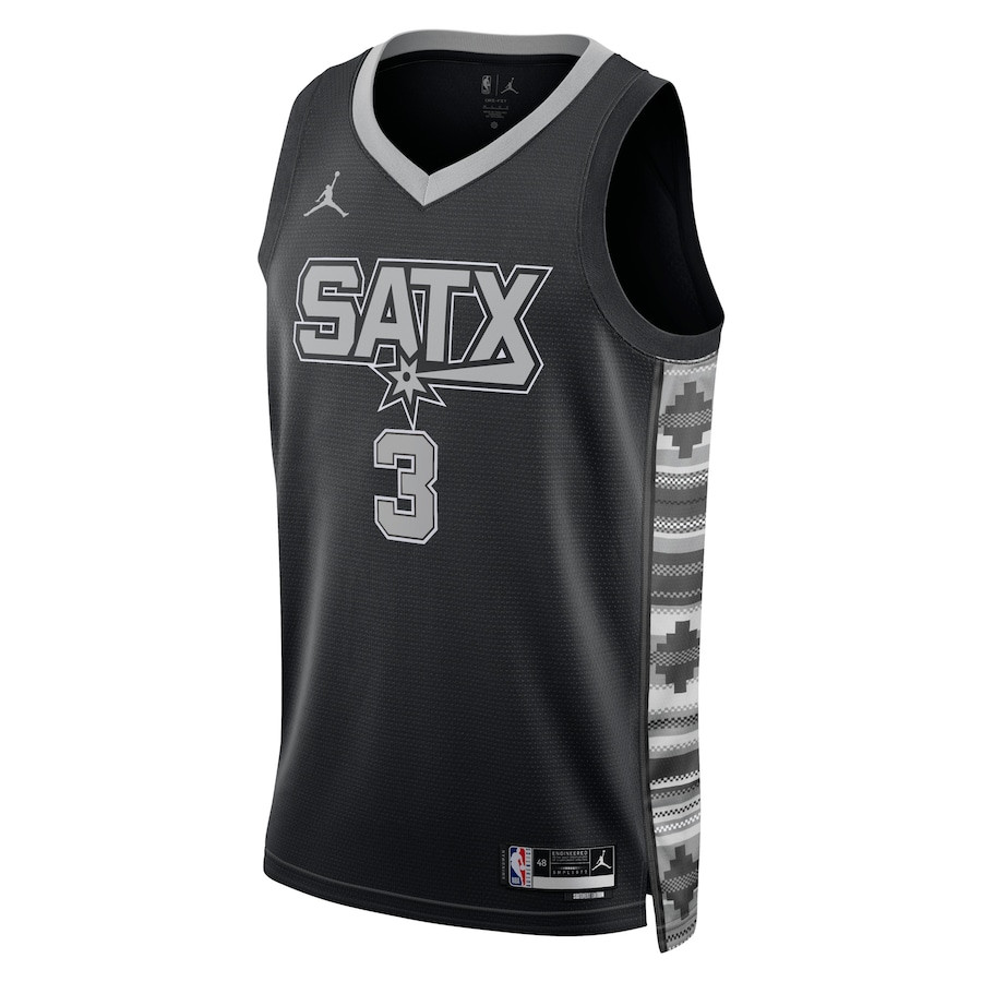 Alternative view of Keldon Johnson 3 San Antonio Spurs Unisex Swingman Basketball Jersey - Statement Edition - Black - JS536 
