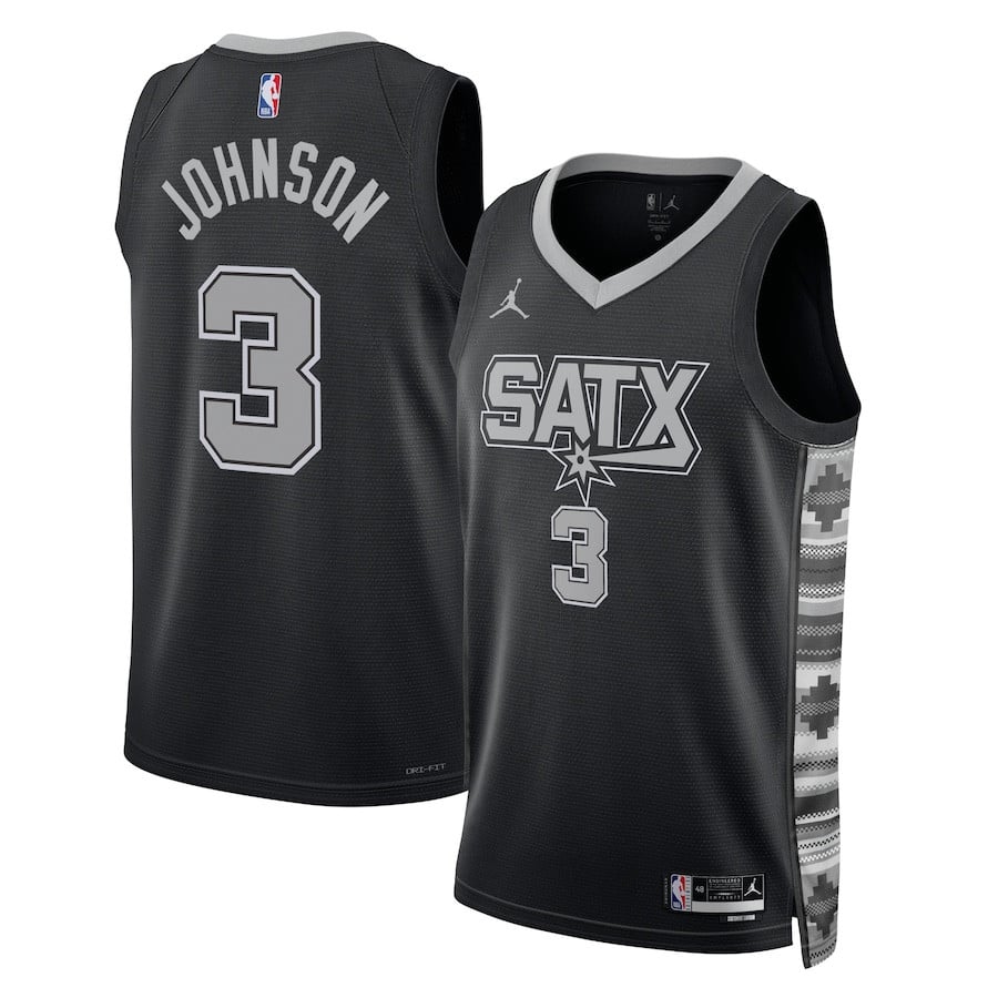 Keldon Johnson 3 San Antonio Spurs Unisex Swingman Basketball Jersey - Statement Edition - Black - JS536 