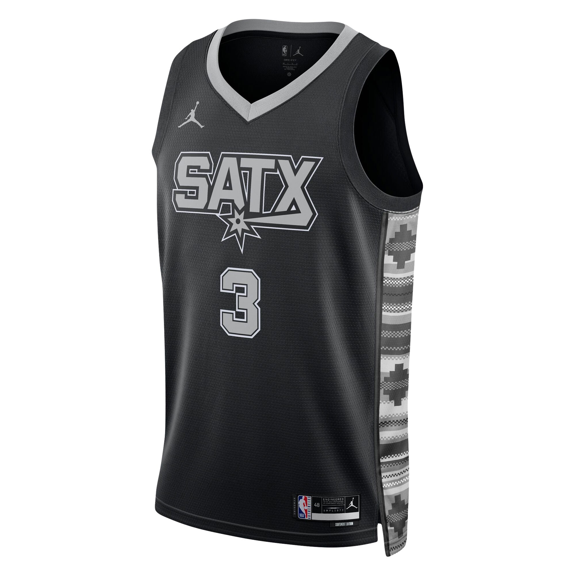 Alternative view of Keldon Johnson San Antonio Spurs Jordan Brand Unisex Swingman Basketball Jersey - Statement Edition - Black