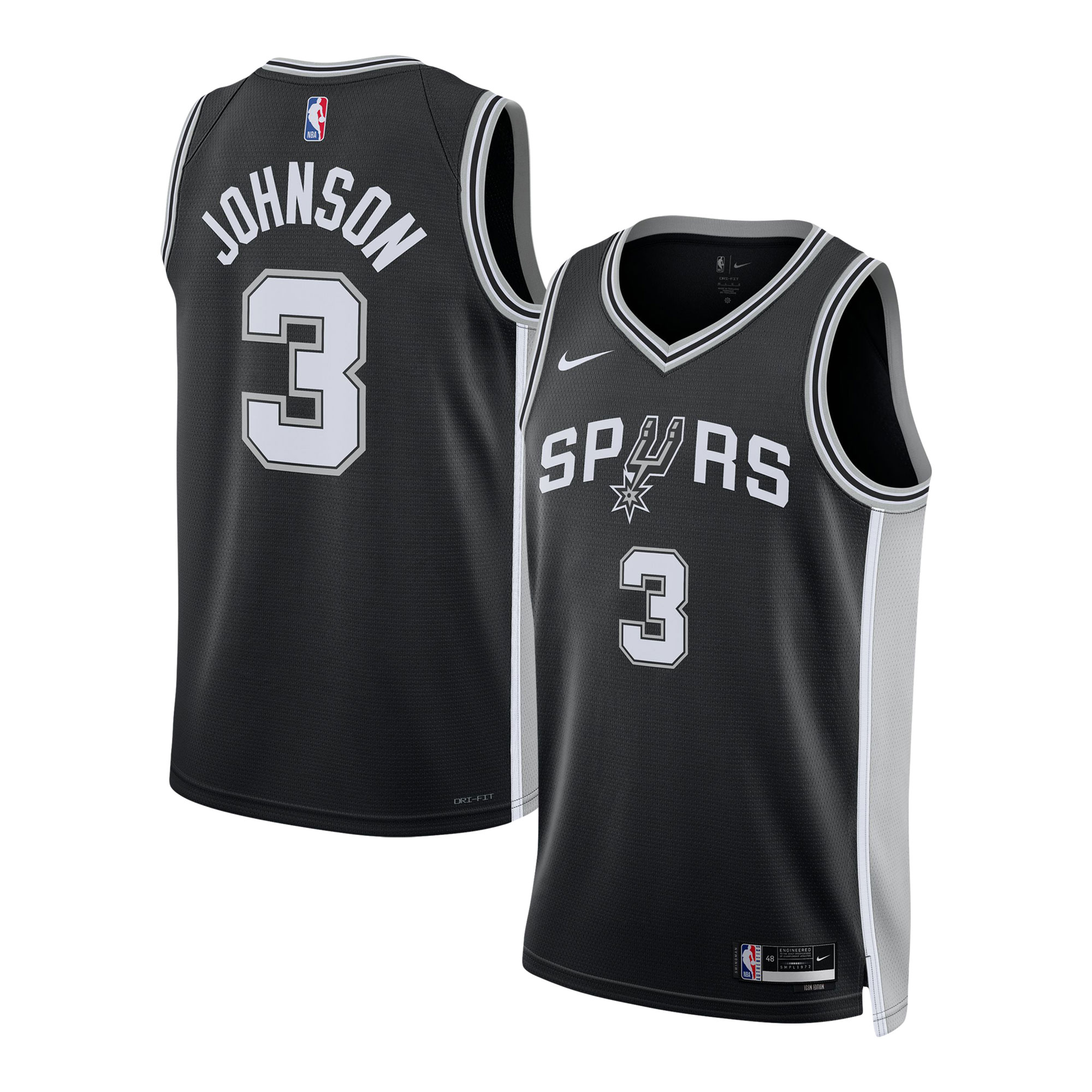 Keldon Johnson San Antonio Spurs Unisex Swingman Basketball Jersey - Icon Edition - Black