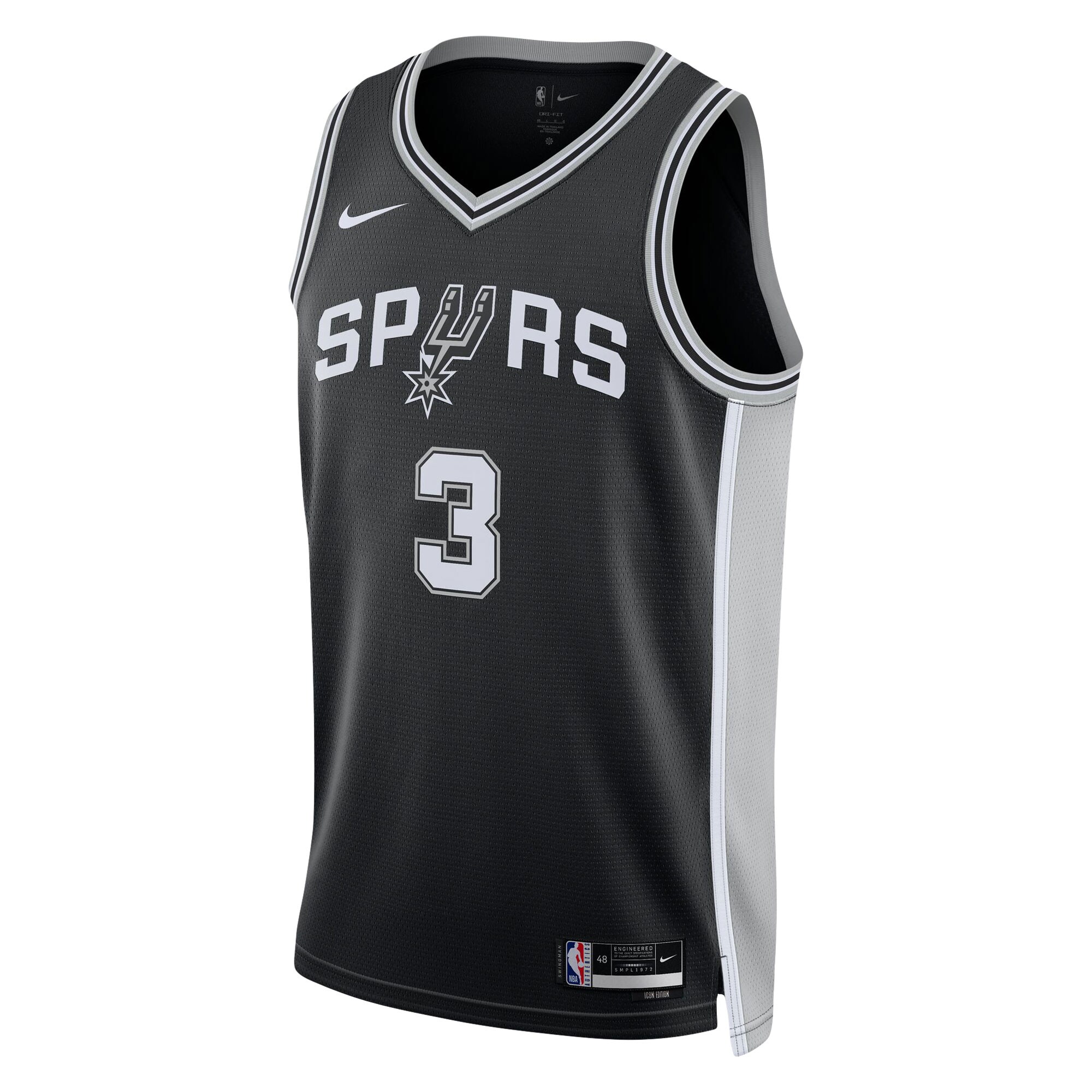 Alternative view of Keldon Johnson San Antonio Spurs Unisex Swingman Basketball Jersey - Icon Edition - Black