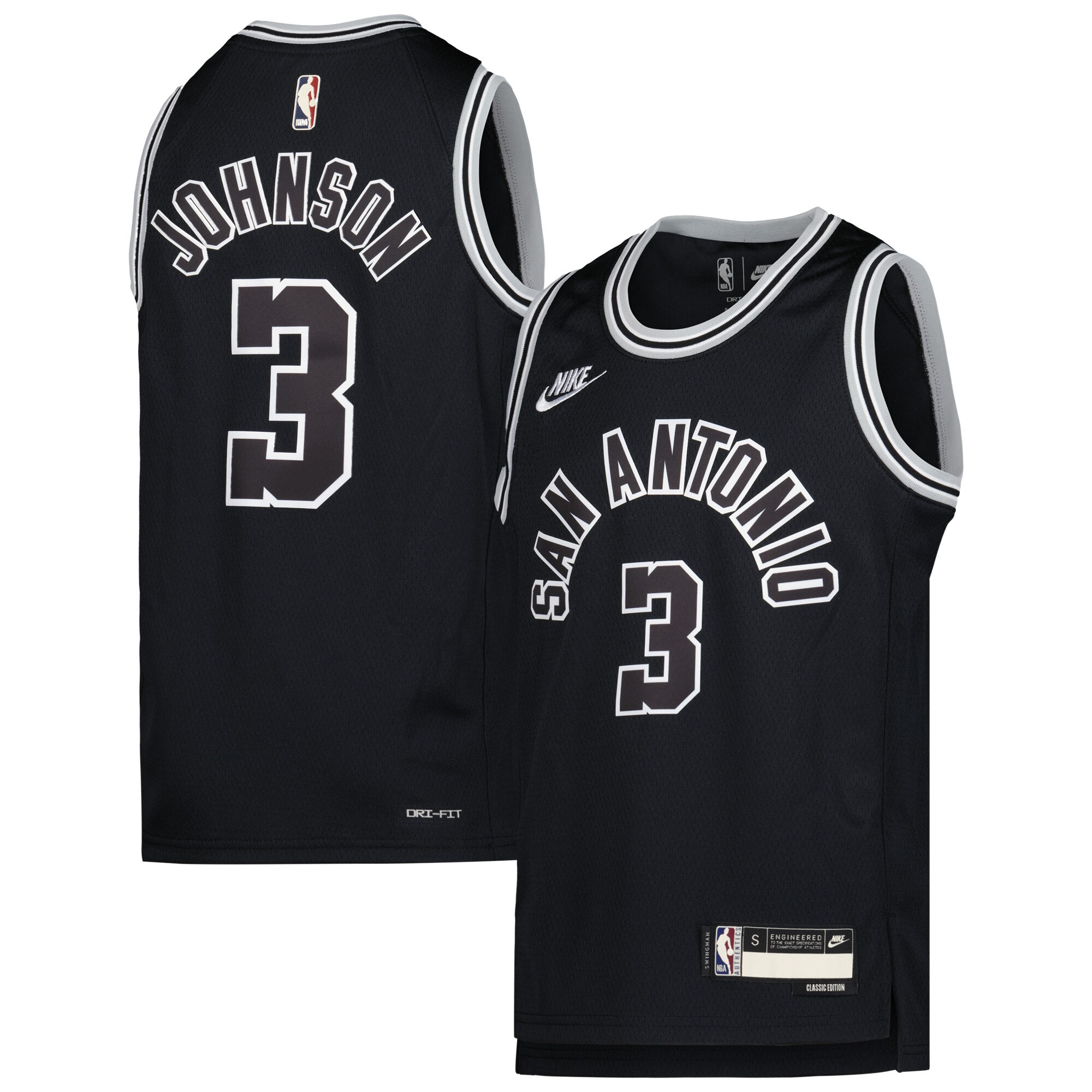 Keldon Johnson San Antonio Spurs Youth 2022/23 Swingman Basketball Jersey – Classic Edition – Black