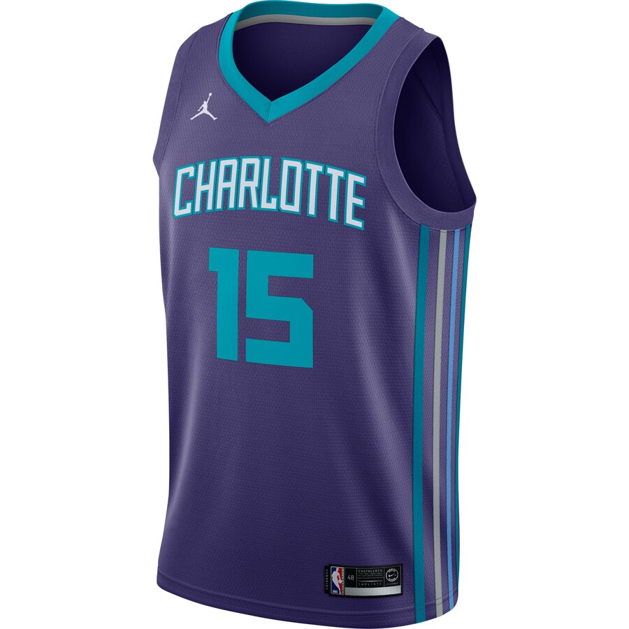 Alternative view of Kemba Walker Charlotte Hornets Jordan Brand Swingman Basketball Jersey - Statement Edition - Purple