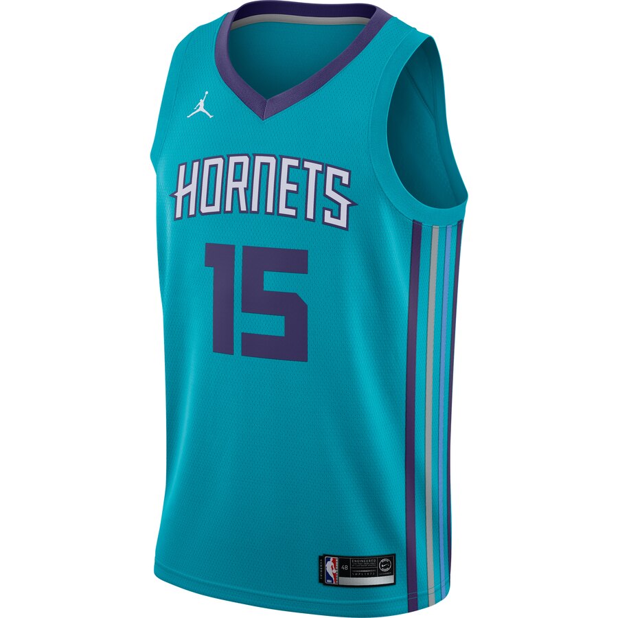 Alternative view of Kemba Walker Charlotte Hornets Jordan Brand Swingman Basketball Jersey Teal - Icon Edition