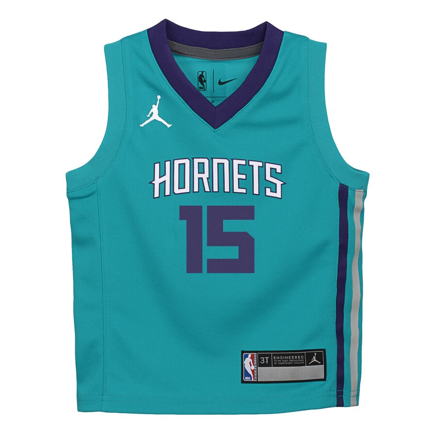 Alternative view of Kemba Walker Charlotte Hornets Jordan Brand Toddler Replica Basketball Jersey Teal - Icon Edition