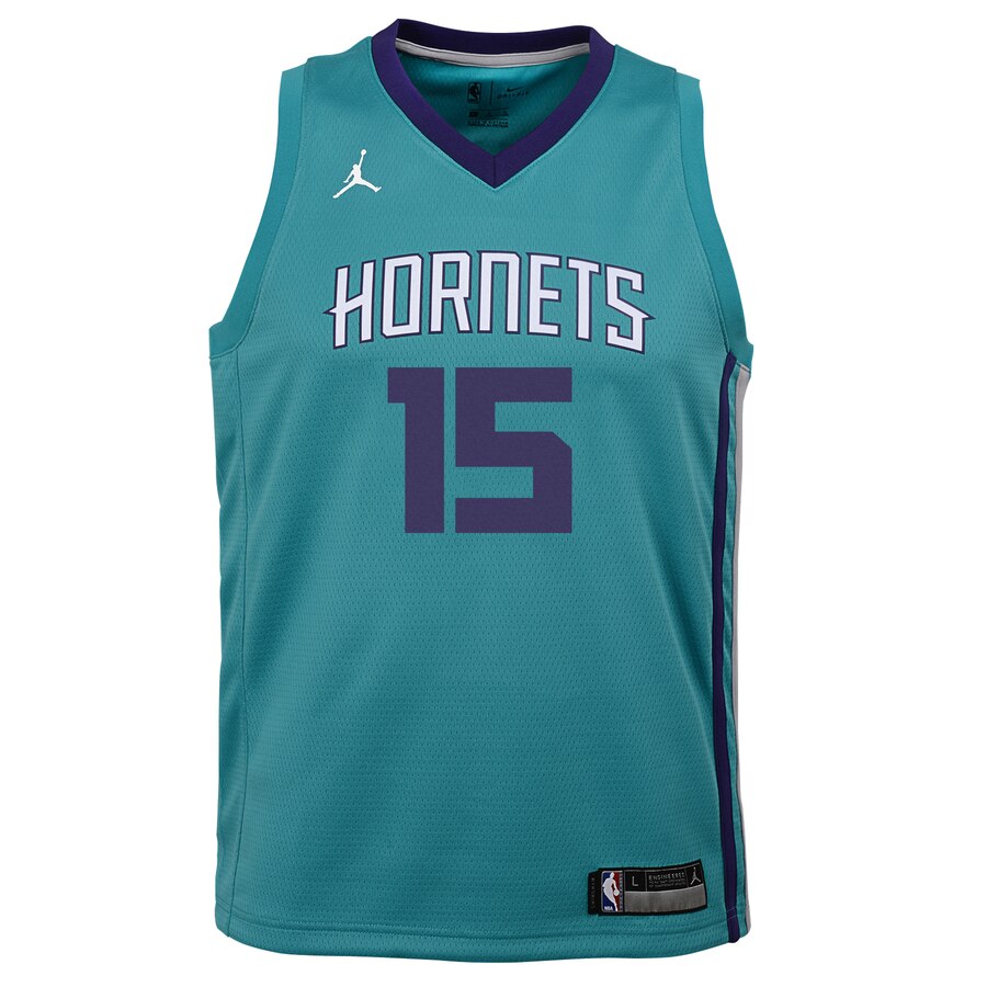 Alternative view of Kemba Walker Charlotte Hornets Jordan Brand Youth Swingman Basketball Jersey Teal - Icon Edition