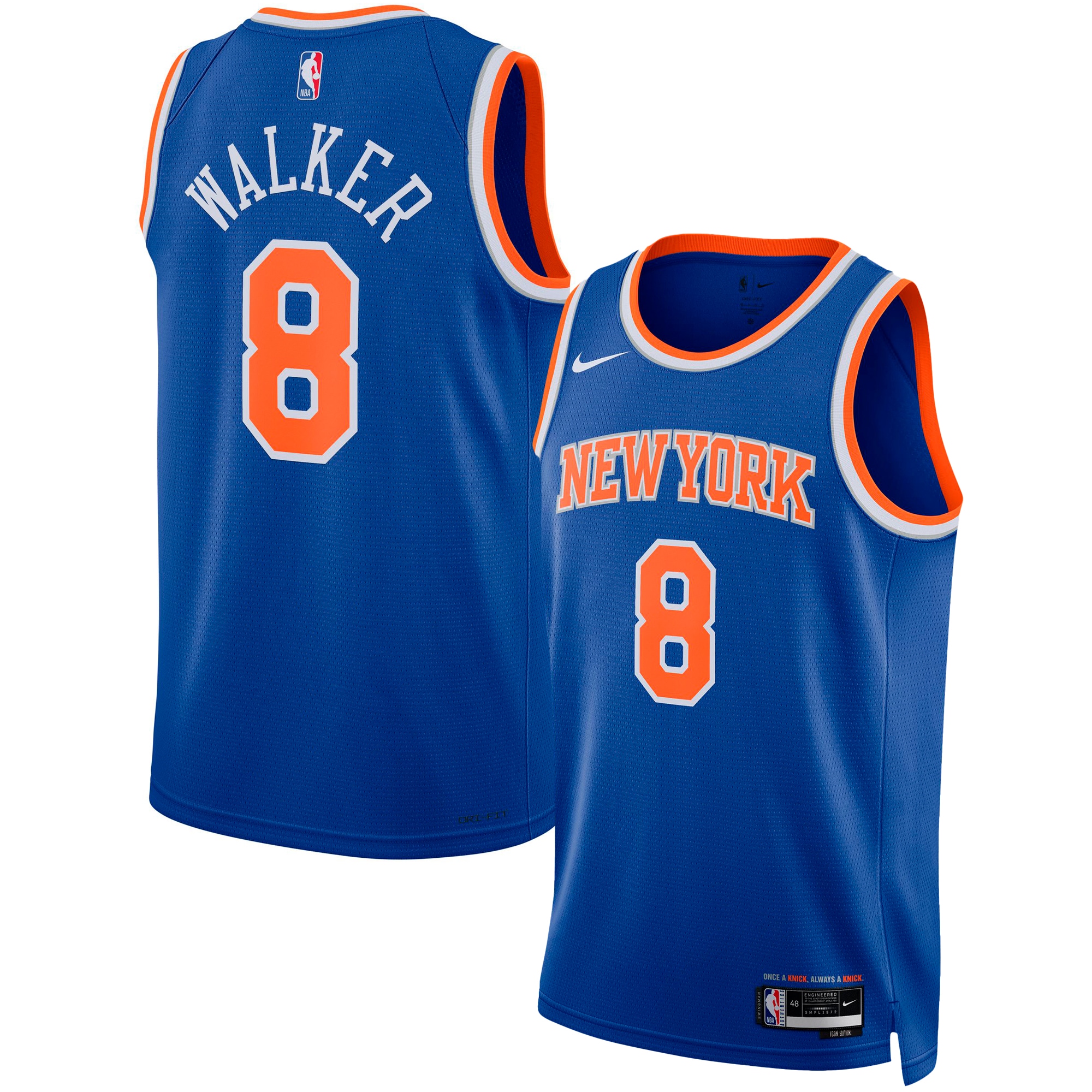 Kemba Walker New York Knicks Unisex Swingman Basketball Jersey – Icon Edition – Blue