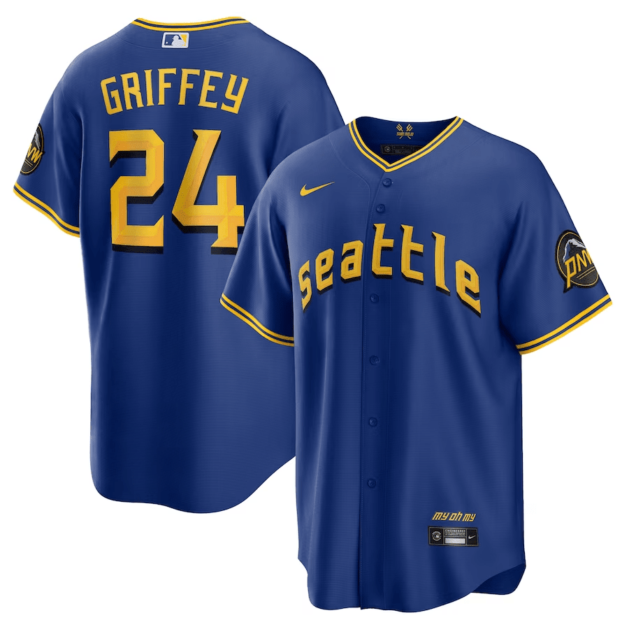 Ken Griffey Jr. 24 Seattle Mariners 2023 City Connect Game Baseball Jersey - Royal 