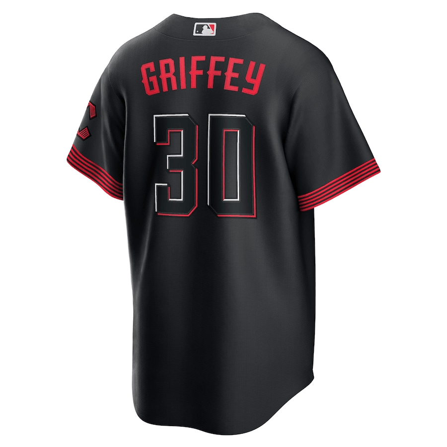 Alternative view of Ken Griffey Jr. 30 Cincinnati Reds 2023 City Connect Men Jersey - Black