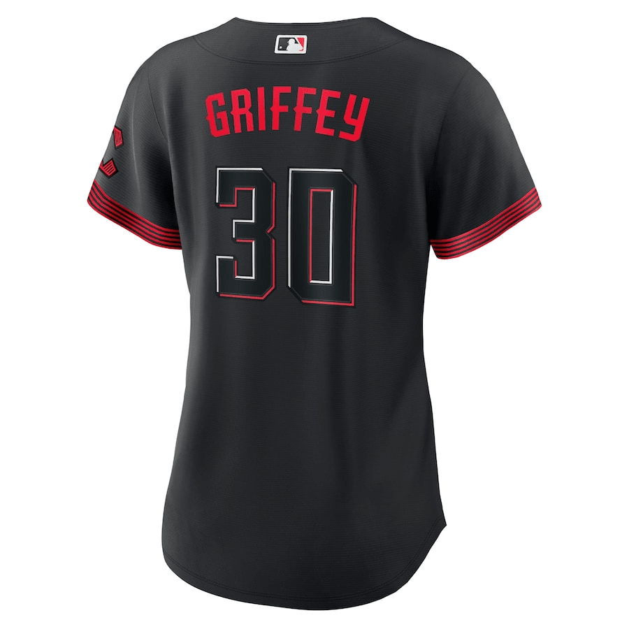 Alternative view of Ken Griffey Jr. 30 Cincinnati Reds Women 2023 City Connect Jersey - Black