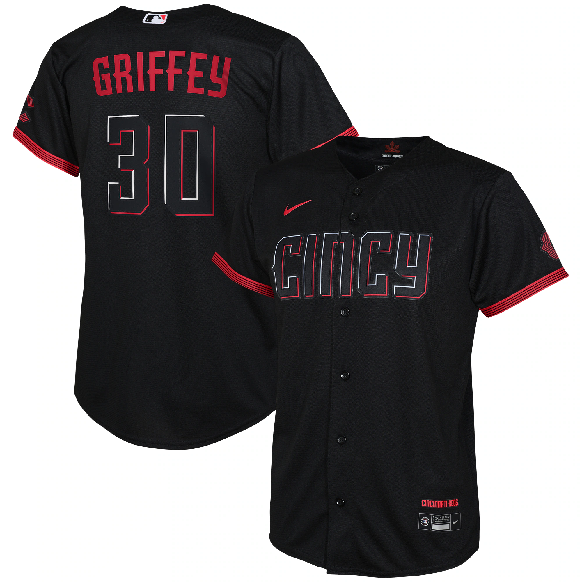 Ken Griffey Jr. Cincinnati Reds Youth 2023 City Connect Replica Player Baseball Jersey - Black